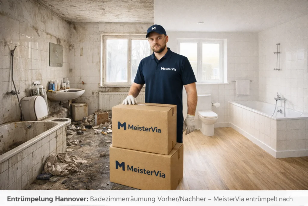 Badezimmerentrümpelung Hannover – Vorher Nachher, MeisterVia entfernt alte Möbel und Gegenstände