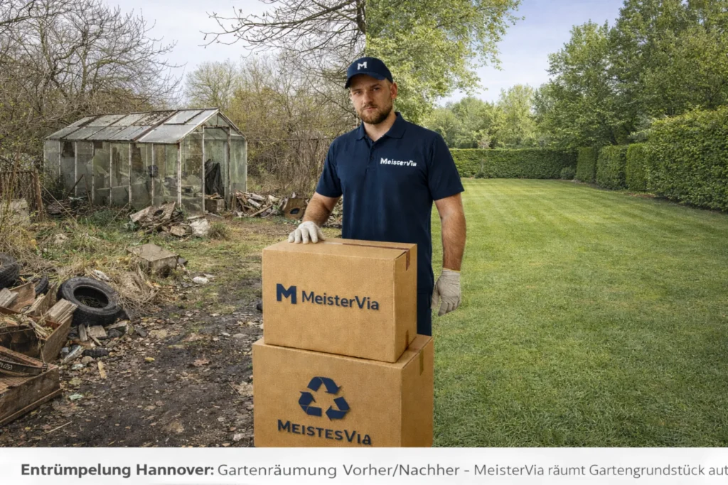 Gartenentrümpelung Hannover – Vorher Nachher, MeisterVia räumt verwilderte Gärten und Grundstücke