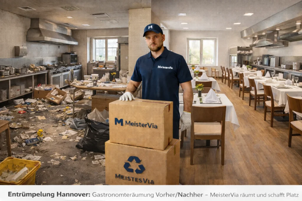 Gastronomieentrümpelung Hannover – Vorher Nachher, MeisterVia räumt Restaurant und Großküche