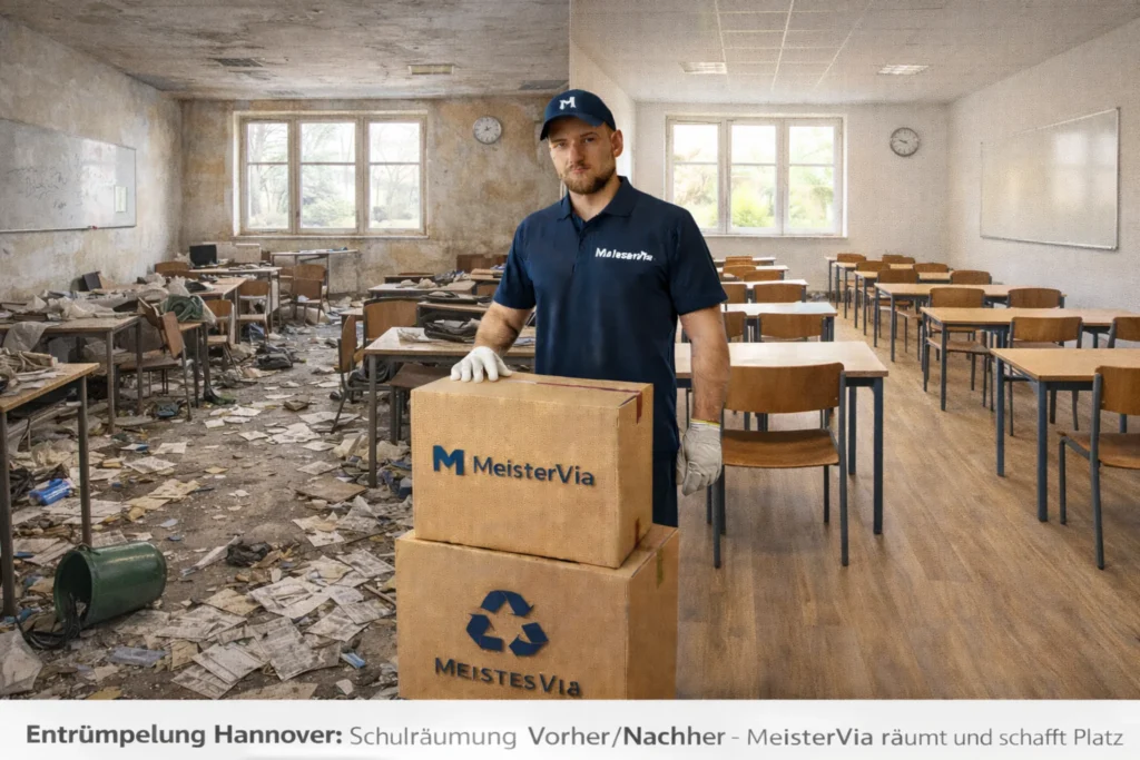 Schulräumung Hannover – Vorher Nachher, MeisterVia entrümpelt alte Klassenräume und Schulgebäude